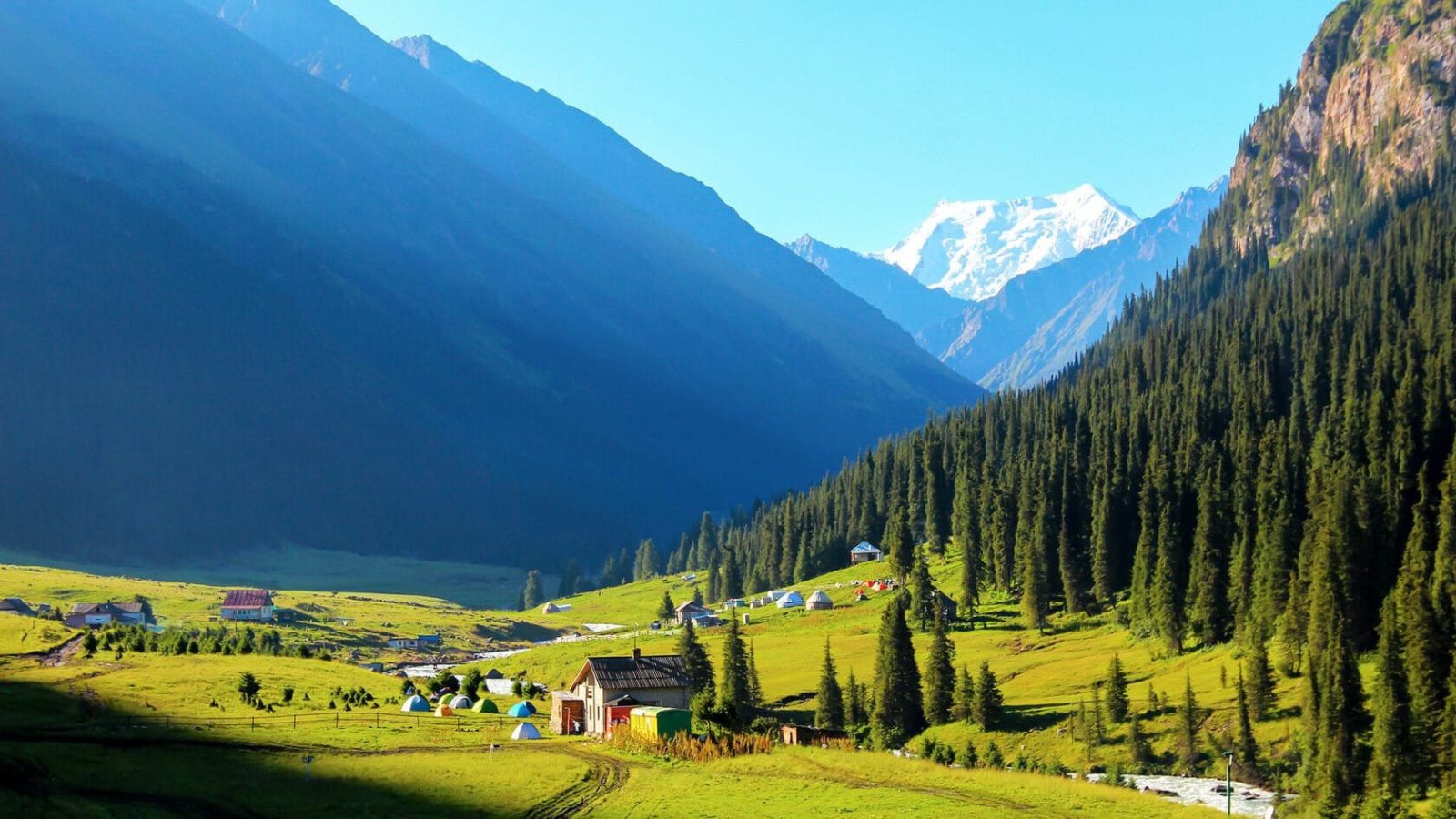 The green valley below the pass