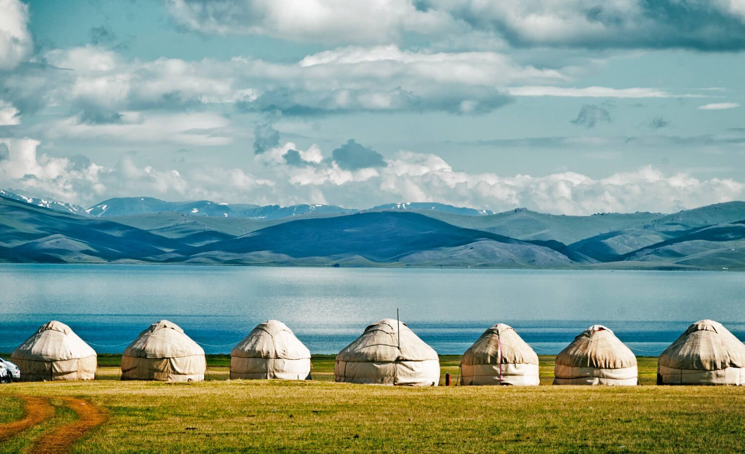 Yurts along the water